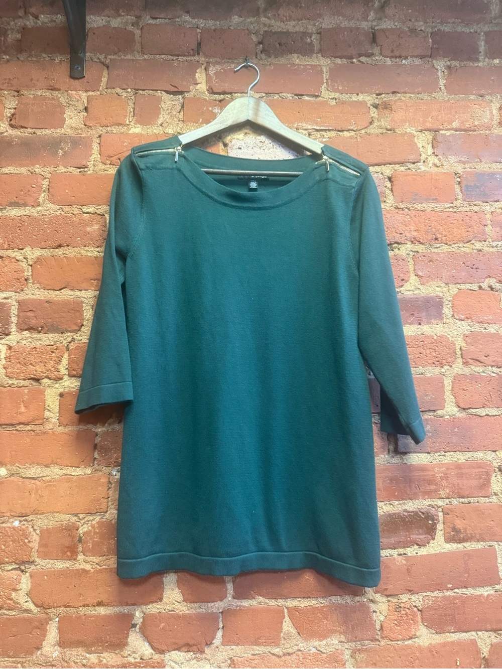 Cable & Gauge Teal Green 3/4 Sleeve Knit Top